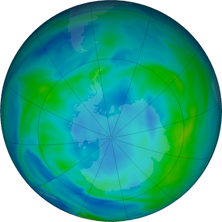 Antarctic ozone map for 06 May 2022